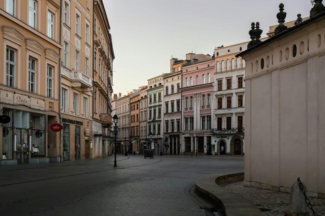 Cobblestone market square in a small Danish town