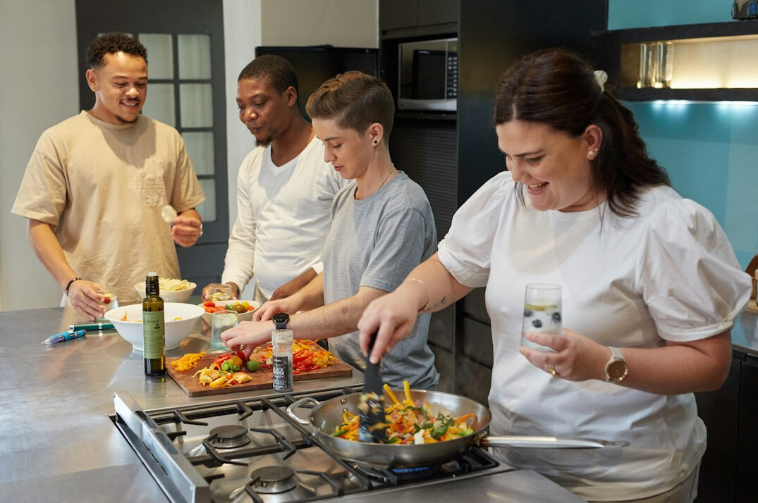 group cooking together