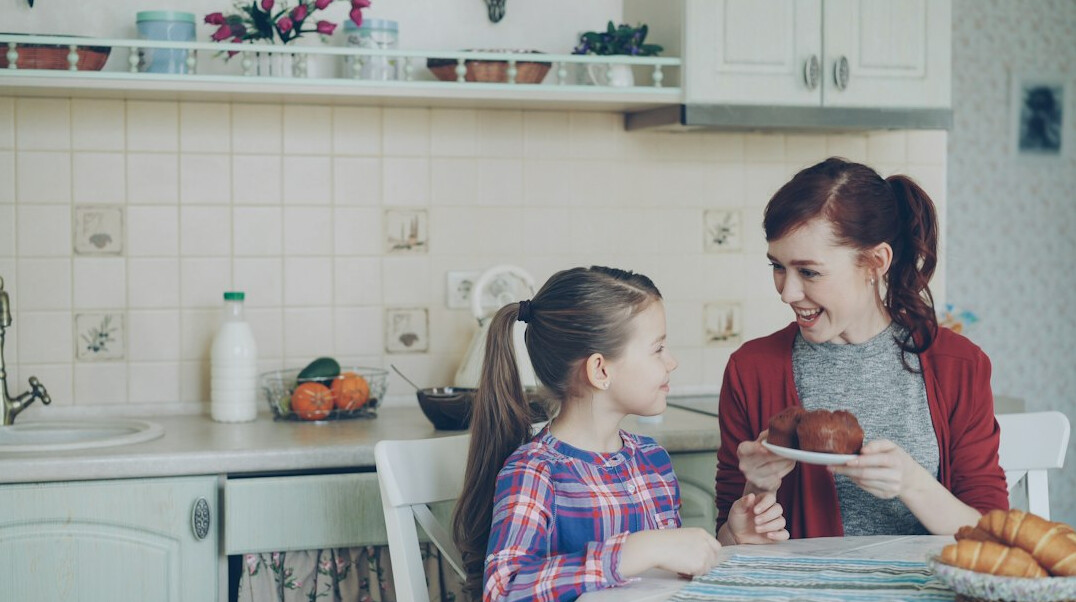 family having breakfast